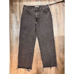 Levis 94 Baggy Jeans Washed Black Raw Hem Straight Leg Denim W28‎ L31